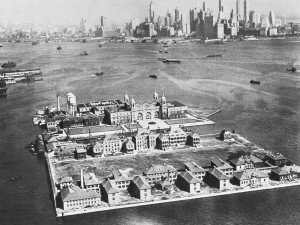 The Gateway to America is this tiny island in the middle of New York Harbor, New York, New York, October 18, 1933. Every immigrant to the East Coast of the United States is held for examination on Ellis Island. There are barracks for those who are detained. (Photo by Underwood Archives/Getty Images)